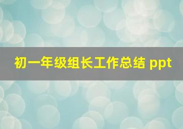 初一年级组长工作总结 ppt